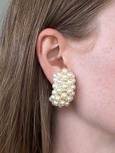 Jumbo Pearl Cluster Clip On Earrings