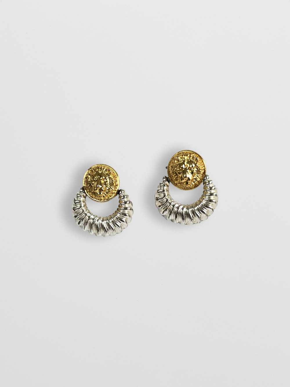 Vintage AK Dual Tone Lionhead Earrings - image 1