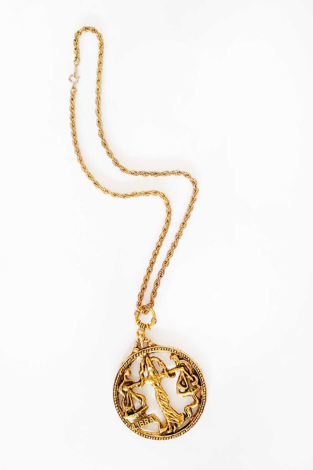 70's Gold-Tone Libra Pendant Necklace - image 2