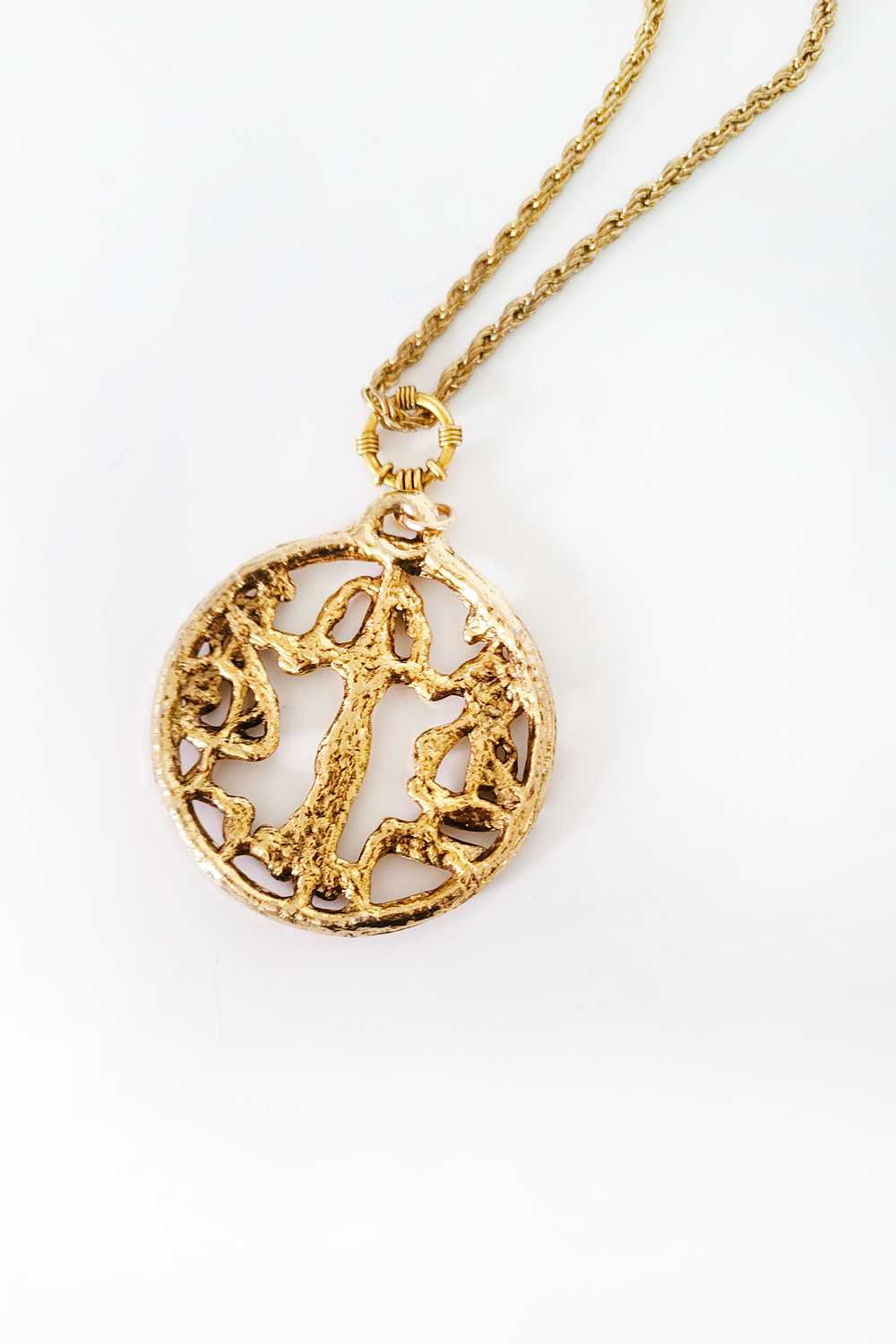 70's Gold-Tone Libra Pendant Necklace - image 3