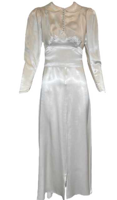 1930s Ivory Slipper Satin Bias Cut Bridal Ensemble