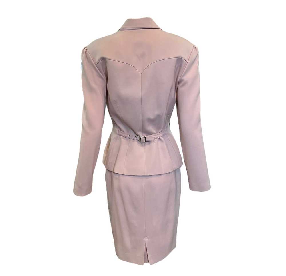 Thierry Mugler 90s Dusty Pink Skirt Suit with Buc… - image 3