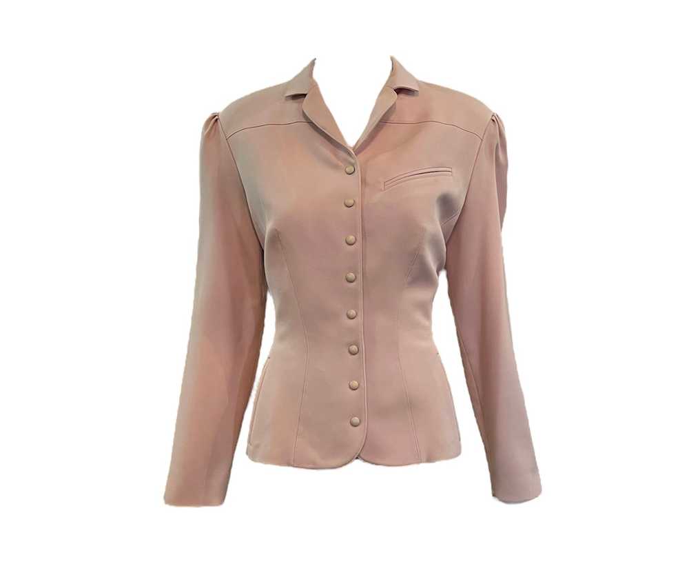 Thierry Mugler 90s Dusty Pink Skirt Suit with Buc… - image 4