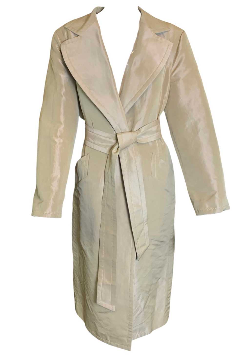 Gianfranco Ferre 1990s Sand Colored Wrap Trench C… - image 1