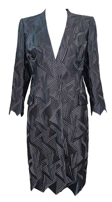 Akris 2000s Gun Metal Grey Art Deco-Inspired Embr… - image 1