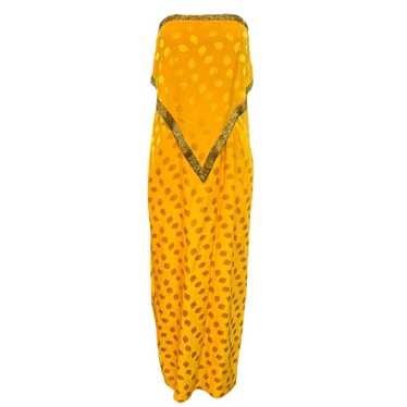 Bob Mackie 1970s Yellow Silk Jacquard Strapless G… - image 1