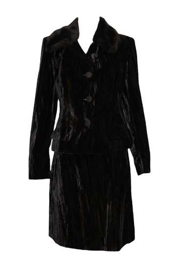 Dolce and Gabbana 90s Black Velvet Skirt Suit With