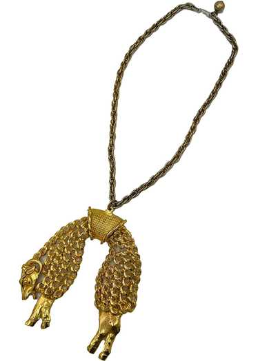 KJL 70s Golden Fleece Ram Pendant Necklace