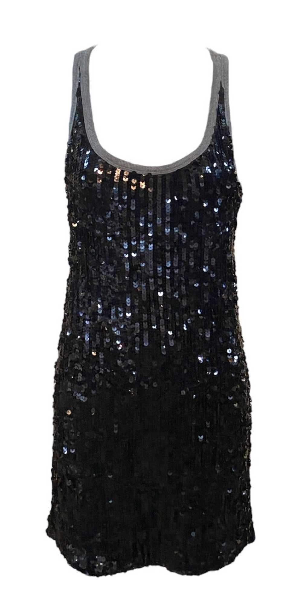 D&G Grey Ribbed Y2K Black Sequin Mini Dress - image 1