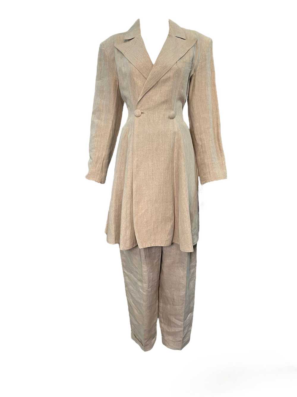 Patrick Kelly 80s Beige Linen Safari Suit - image 1