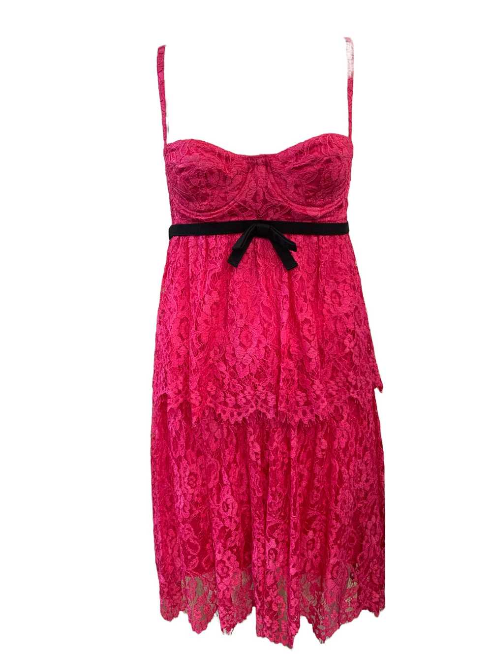 Dolce and Gabbana Y2K Hot Pink Lace Baby Doll Mini - image 1