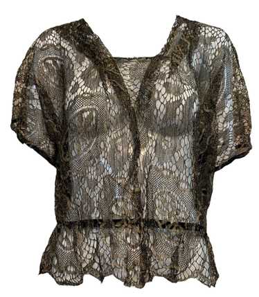 20s Gold Lamé Lace Blouse