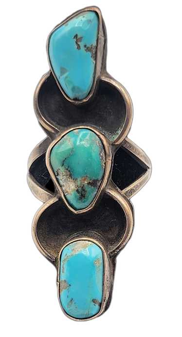 Triple Turquoise Nickel Silver Ring