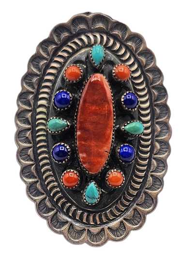 Navajo Large Spiny Oyster Turquoise Lapis Sterling