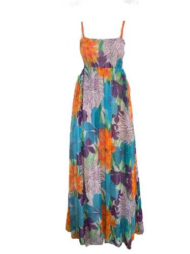 70s Multi Colored Floral Maxi Dress