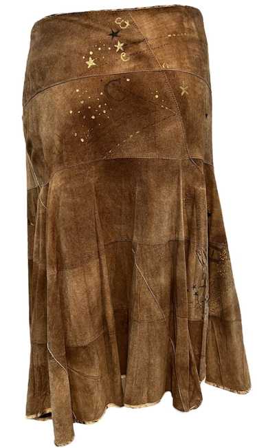 Roberto Cavalli Y2K Brown Suede Patchwork Skirt wi