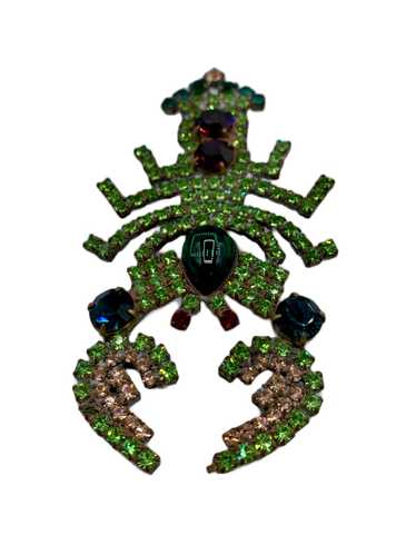 Czech Crystal Multi-Color Lobster Brooch - Gem