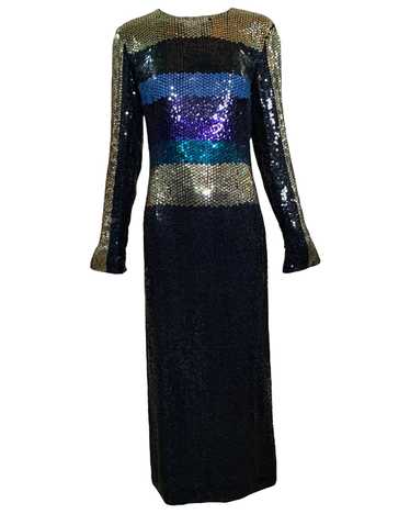 Pierre Cardin 60s Striped Sequin Sheath Gown