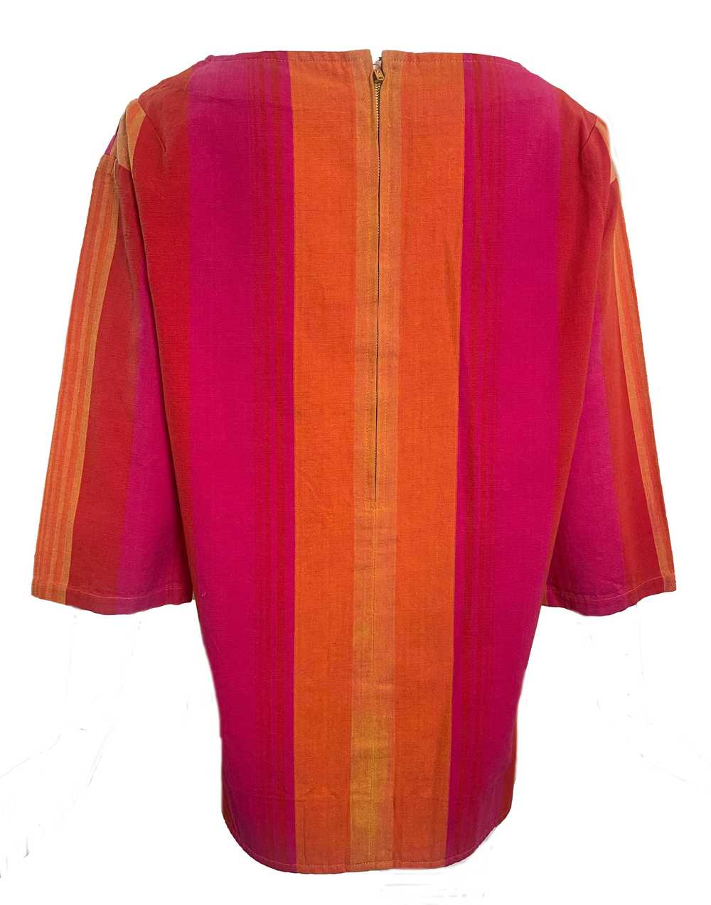 60s Novelty Striped Sherbet Colored Tunic Top wit… - image 3