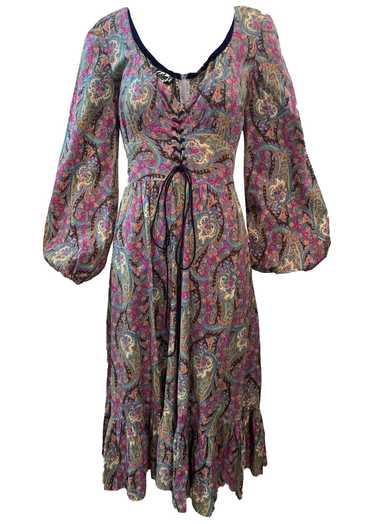 Foxy Lady 70s Paisley Peasant Hippie Dress