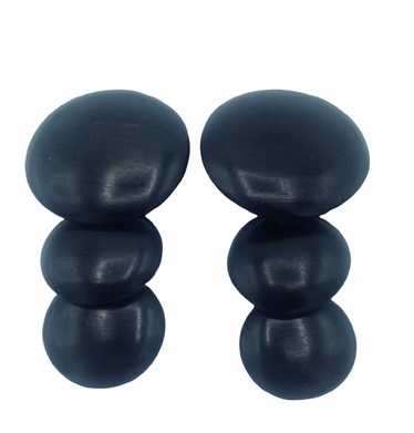 Monies Black Polished Wood Clip On earrings