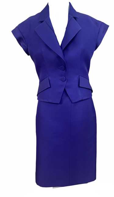 Celine Contemporary Indigo Blue Skirt Suit Ensembl