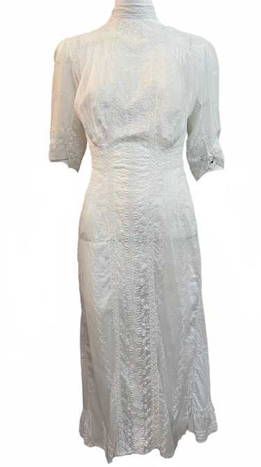 Edwardian Hand Embroidered White Cotton Voile Shor