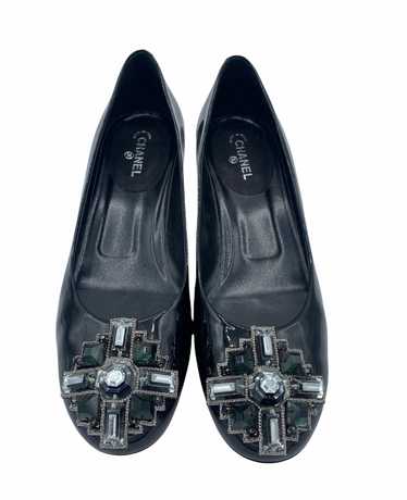 Chanel Contemporary Black Patent Slippers with Jew