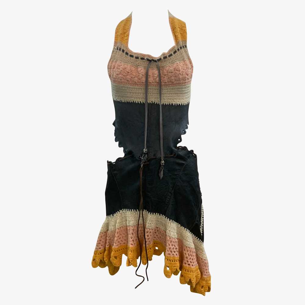 Genuine 1960s Hippie Handmade Halter Crochet and … - image 1