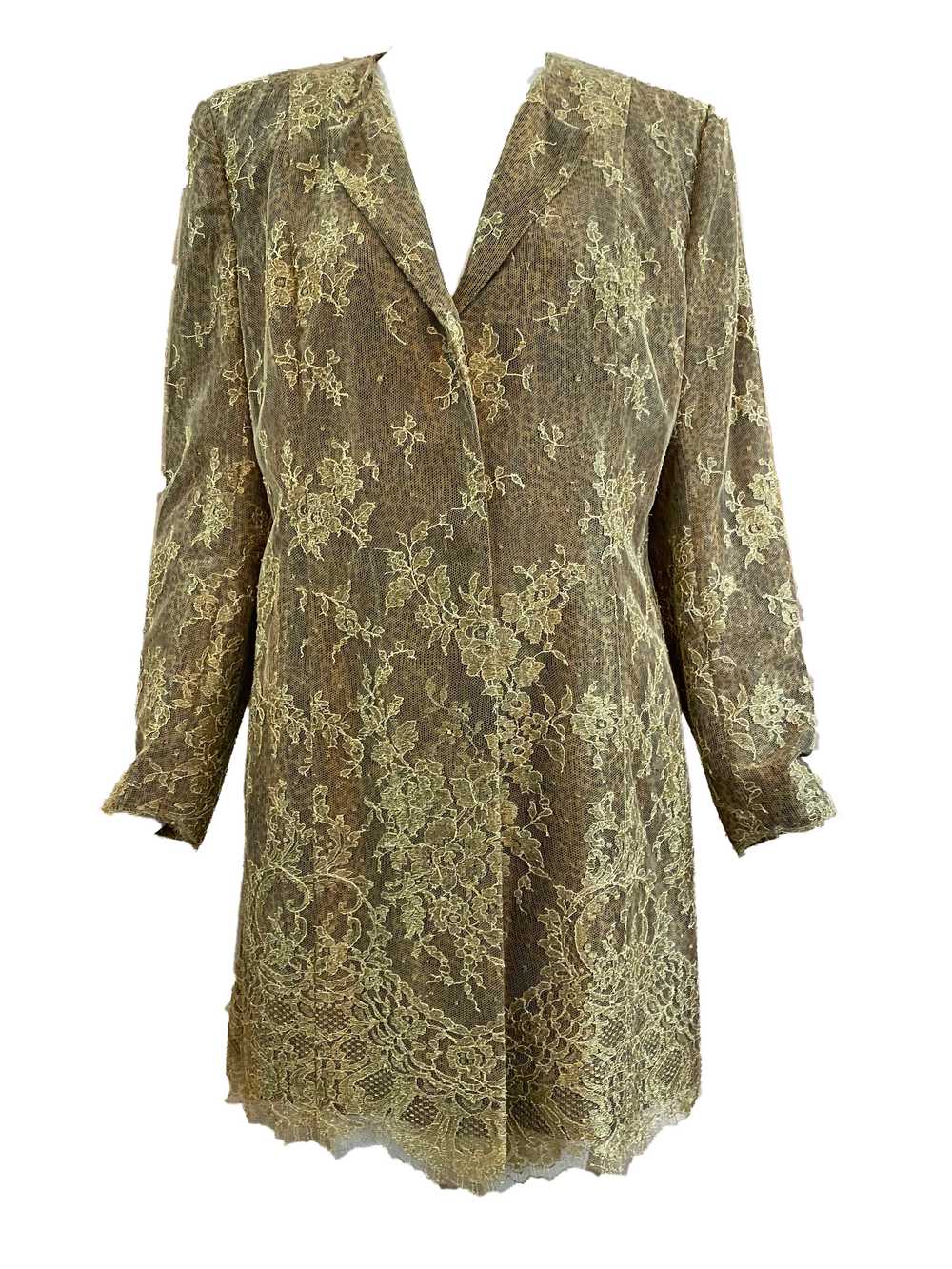 Jean-Louis Scherrer Gold Lace Evening Coat with L… - image 1