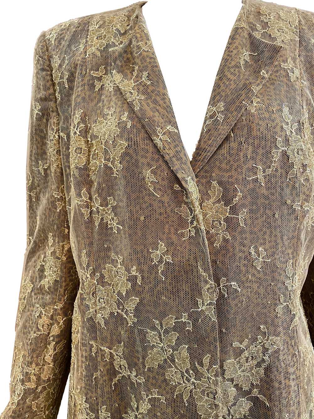 Jean-Louis Scherrer Gold Lace Evening Coat with L… - image 3