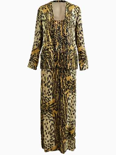 Mollie Parnis 70s Leopard Print Gown with Sequins… - image 1