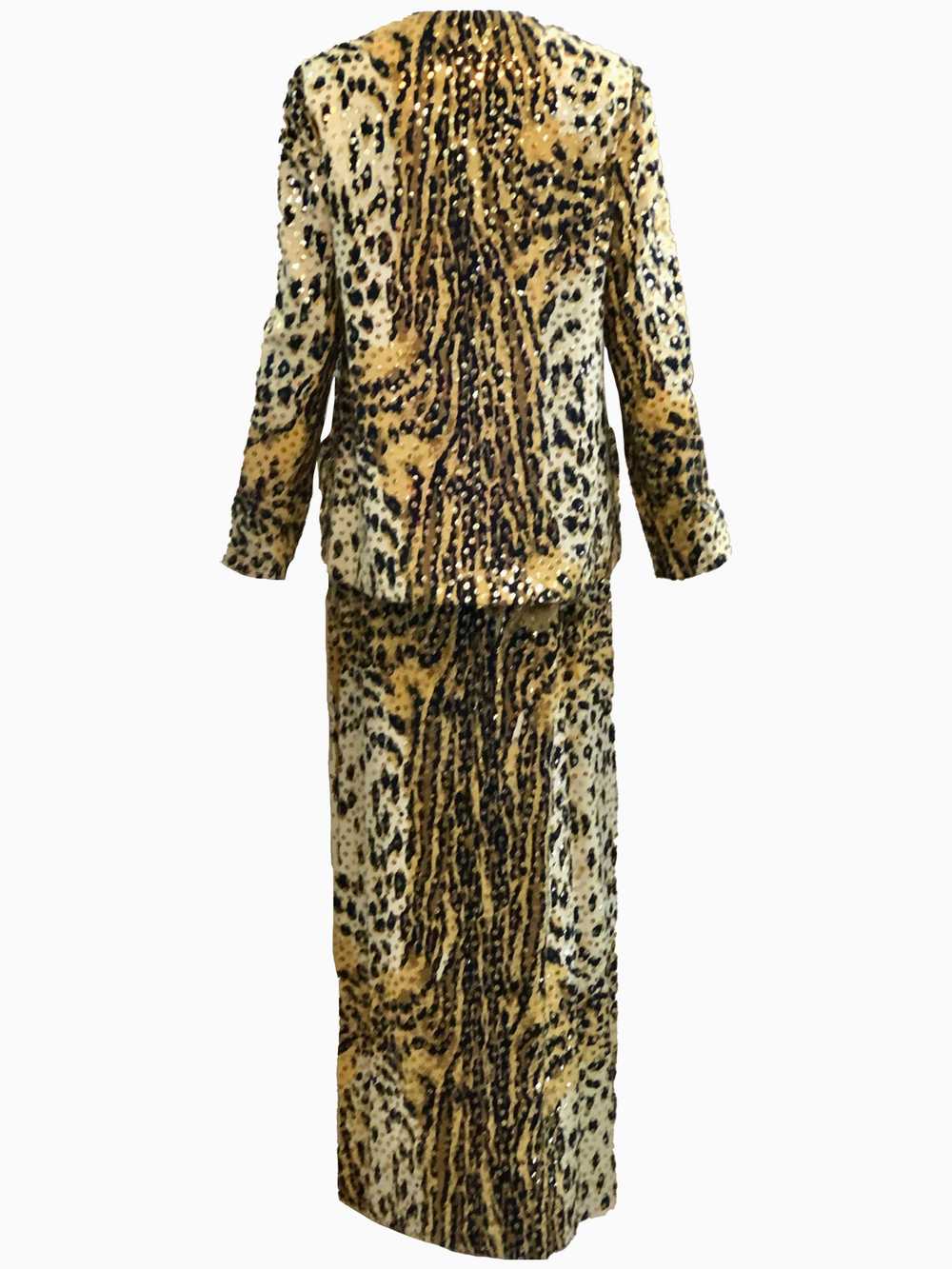 Mollie Parnis 70s Leopard Print Gown with Sequins… - image 2