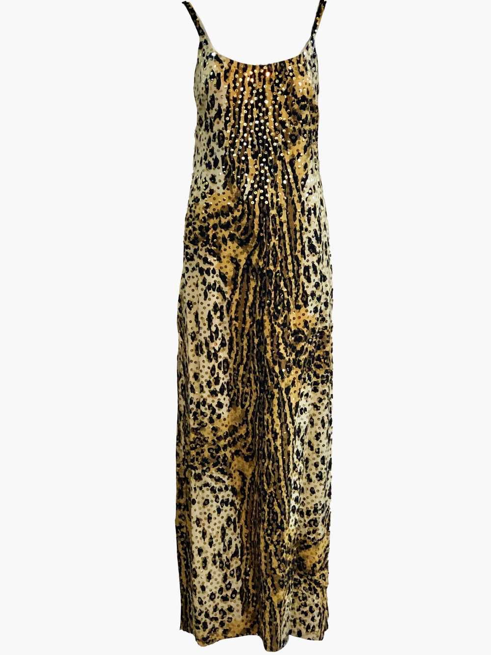 Mollie Parnis 70s Leopard Print Gown with Sequins… - image 3