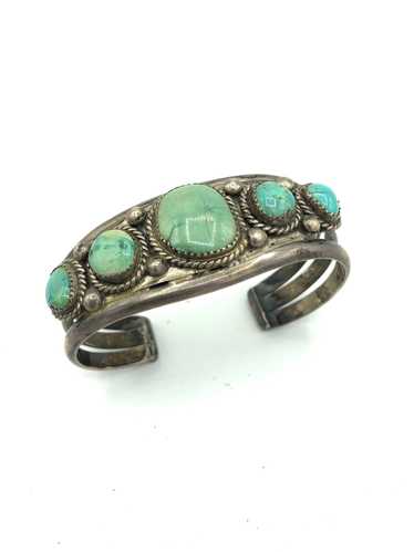 Native American Heavy Silver Cuff with Graduated … - image 1