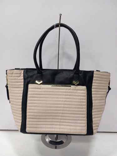 Steve Madden Cream/Black Large Faux Leather Tote B