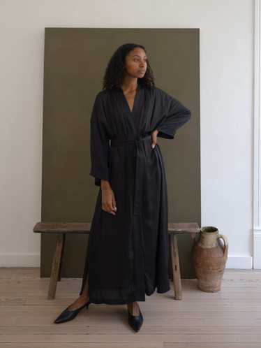 LAUDE Eleanor Wrap Dress - Black Satin