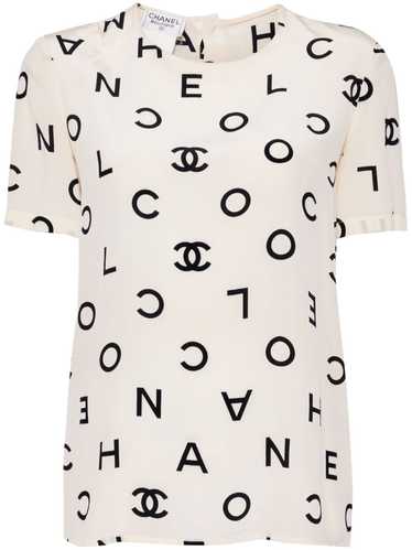 CHANEL Pre-Owned 1990s logo-print silk T-shirt - … - image 1