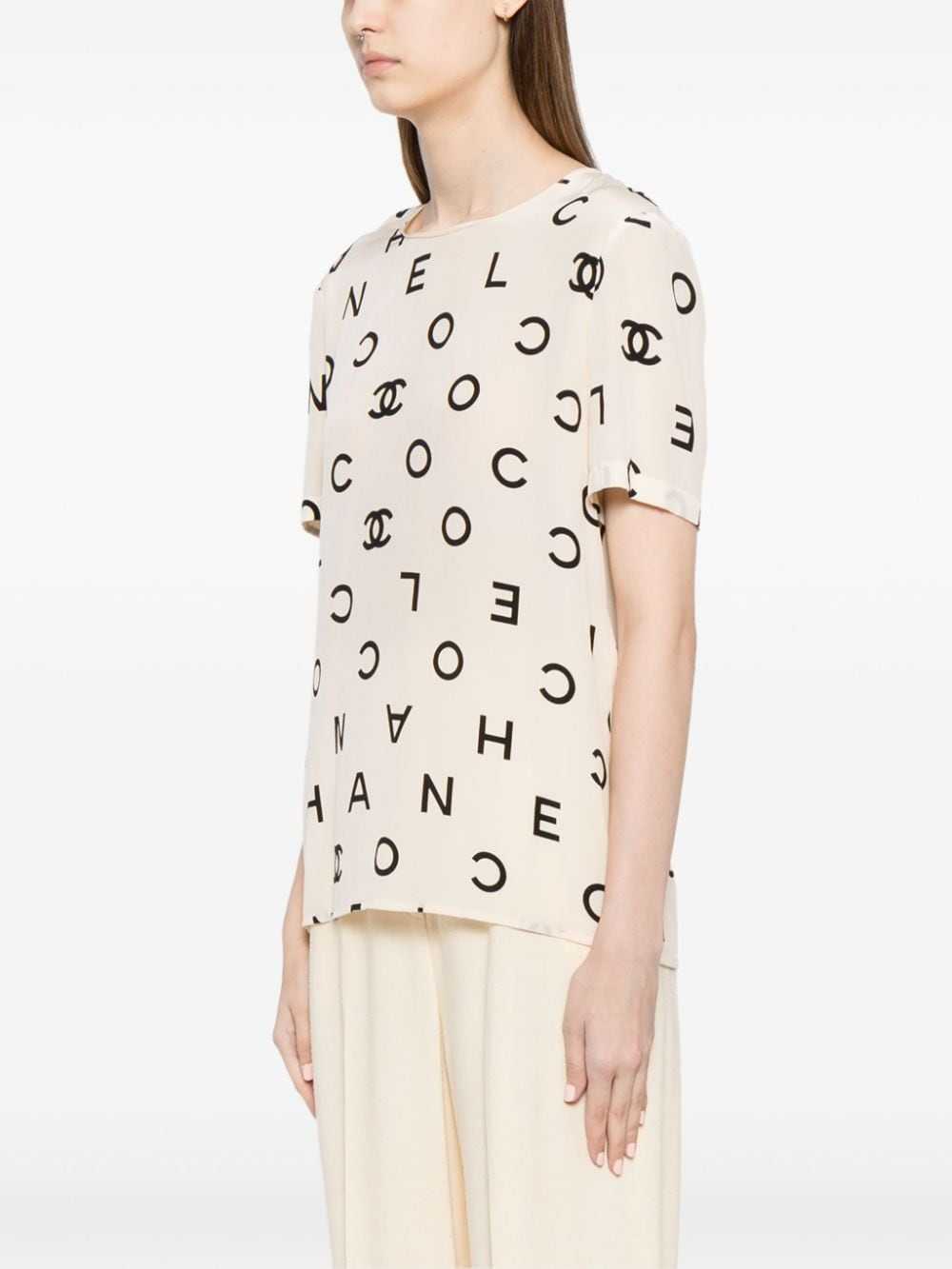 CHANEL Pre-Owned 1990s logo-print silk T-shirt - … - image 3