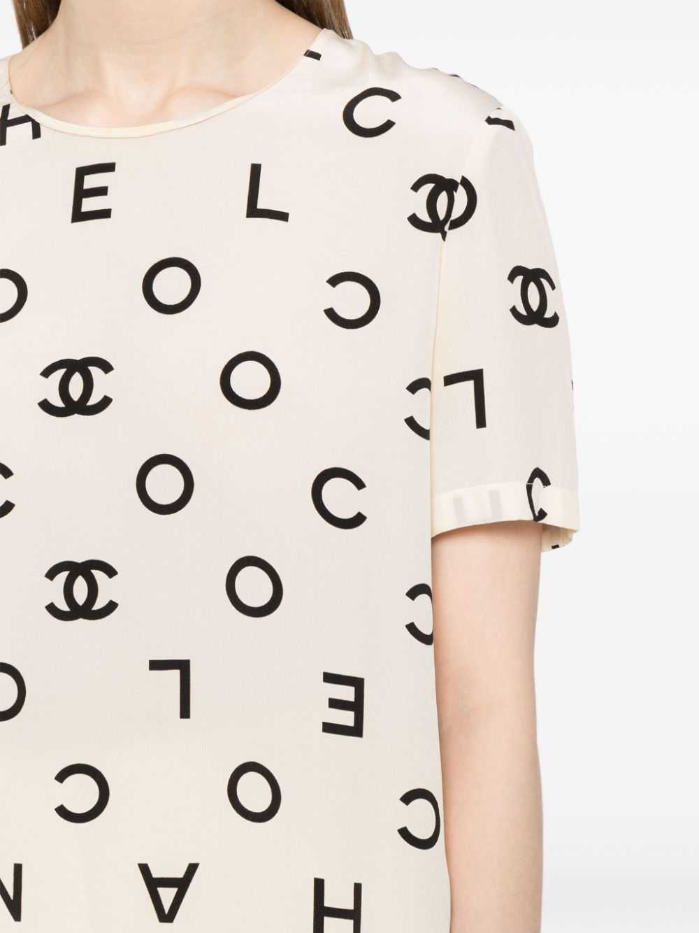 CHANEL Pre-Owned 1990s logo-print silk T-shirt - … - image 5