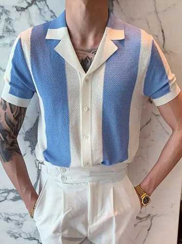 Streetwear Summer Short Sleeve Knitted Polo Shirt 