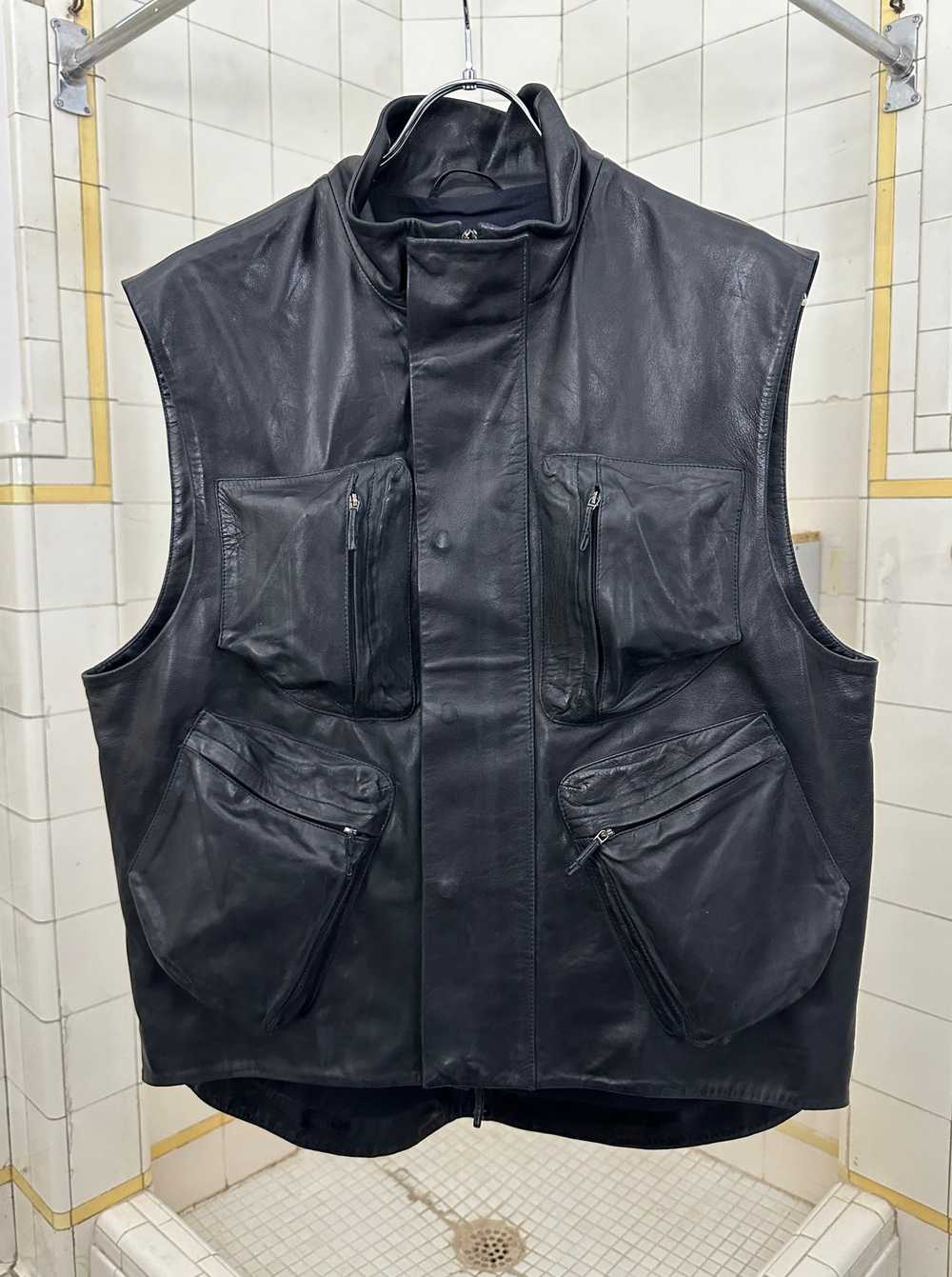 ss2001 Burberry Prorsum Cobalt Leather Cargo Vest - image 1