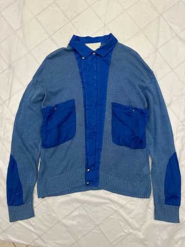 1980s Claude Montana Knit Shirt with Woven Panelin