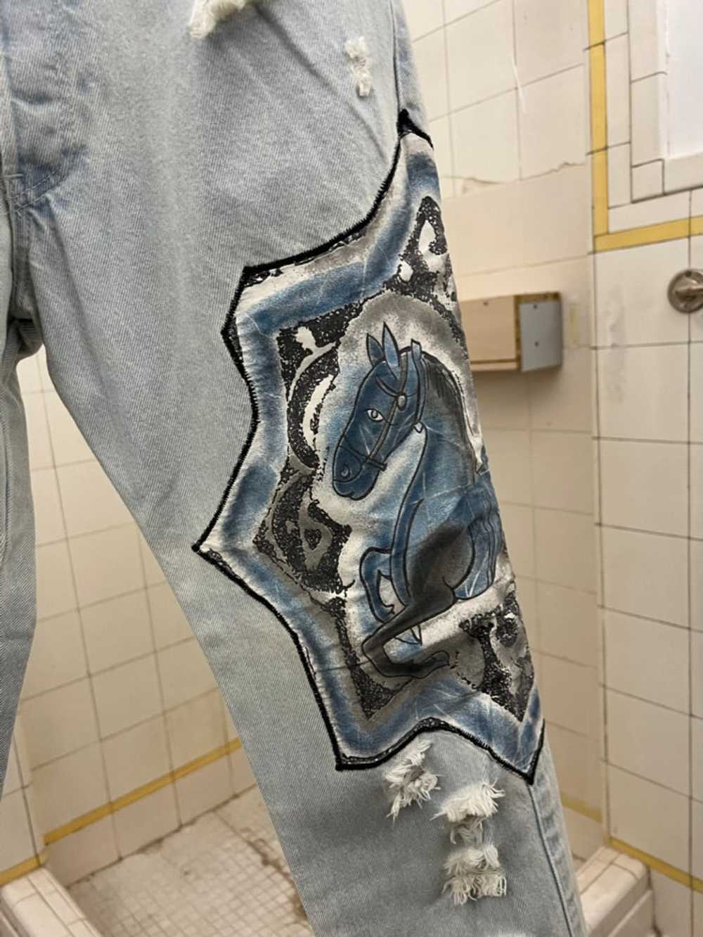 1990s Armani Horse Applique Washed Denim - image 3