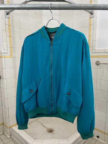 1980s Armani Blue Bomber Jacket with Ribbed Collar