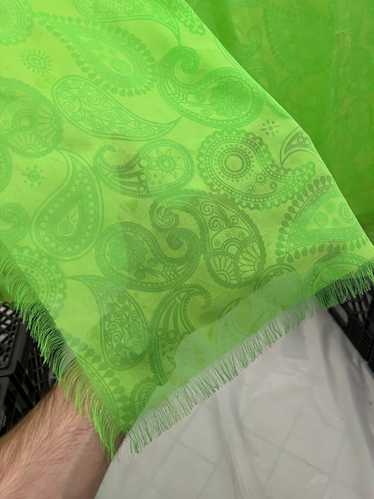 2000s Yohji Yamamoto Green Printed Paisley Scarf