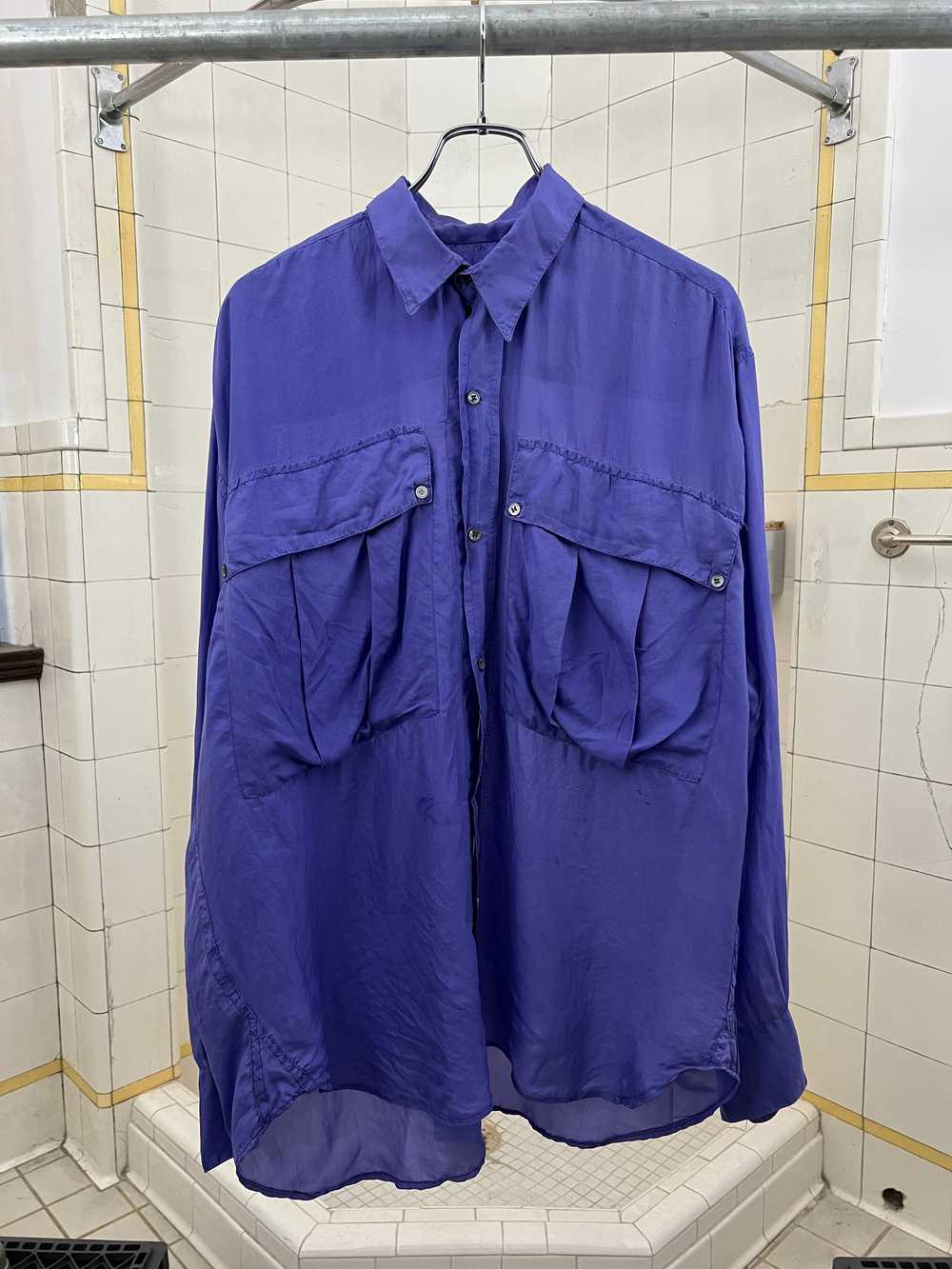 1980s Katharine Hamnett Purple Silk Cargo Shirt - image 1