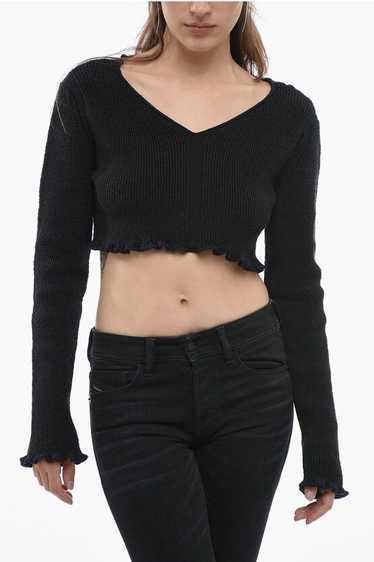Jacquemus og1mm0624 Ribbed Cropped Sweater in Blac
