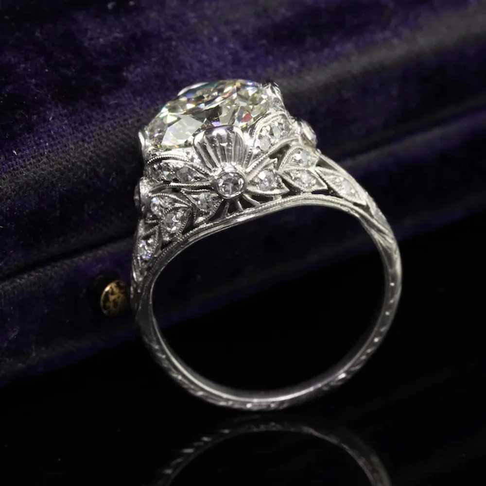 Antique Edwardian Platinum Old Cut Diamond Floral… - image 2