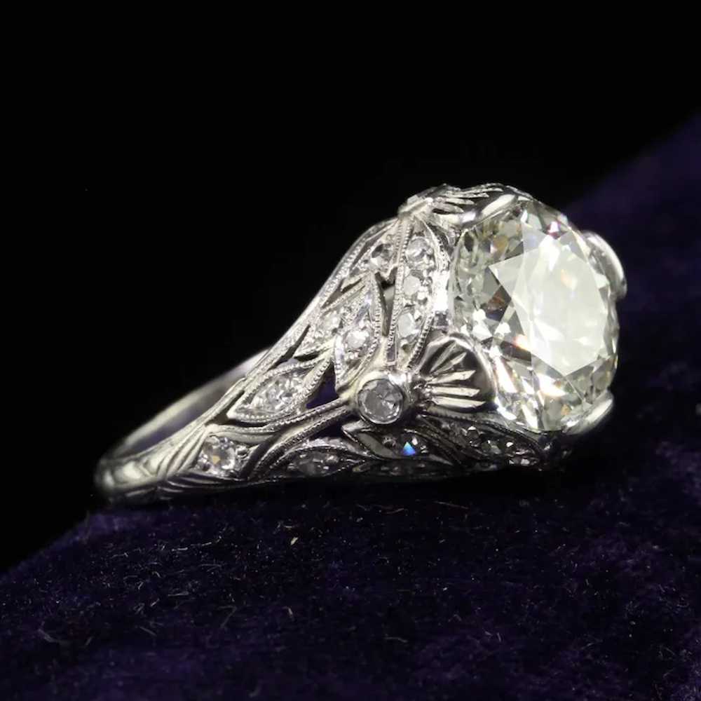 Antique Edwardian Platinum Old Cut Diamond Floral… - image 3